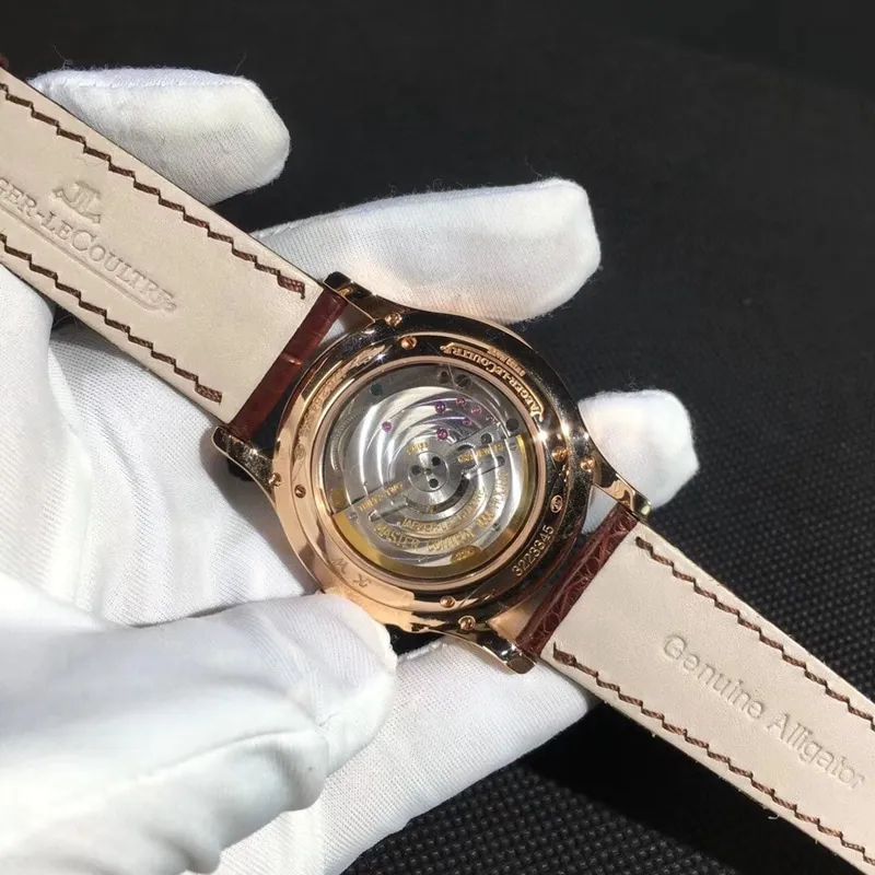 Real gold replicaJaeger-LeCoultremoon phase master series 18K gold watch Swiss mechanical movement39mm front view