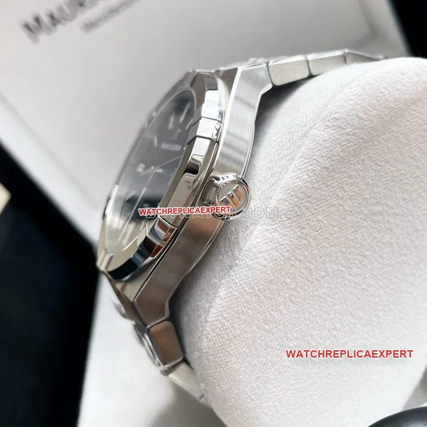 Amy blue dial decorative Paris stud steel bracelet model AI6008 front live photo