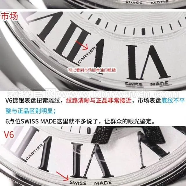 Cartierreplica blue balloon classic watch style V6 factory upgraded version V7 review front view