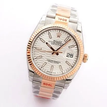 EW Factorytop-tier watch Rolex2021 new men's white dial gold band Oyster Datejust36 series watch front view