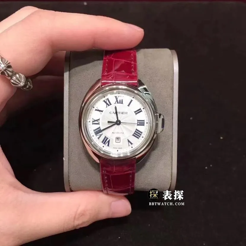 Cartier key top-tier 1:1high-quality watch ladies white dialleather strap model pictures and prices front live photo