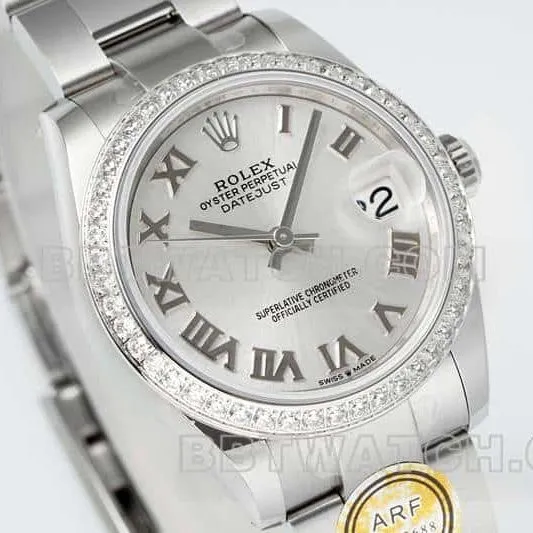 ARF FactoryRolex log top-tier 1:1high-quality silver gray plate Roman numerals 31mm three grid link 278384side live photo