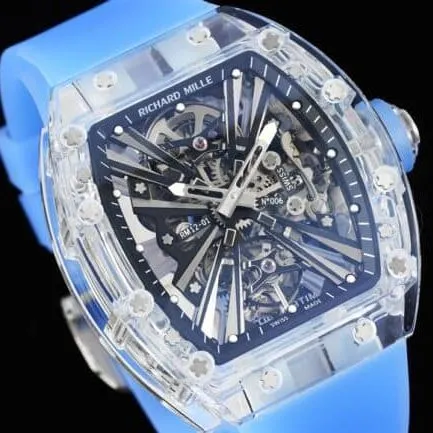 top-tier super cloneRichard Mille reproduces the legendary extraordinary sports quality RM12-01 tourbillonsapphire crystal transparent version clasp picture