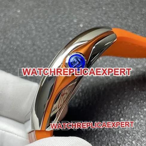 collectible watch V45 Franck Muller ABF factory blue dial orange leather braceletfront live photo