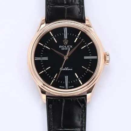 top-tierhigh-quality watch Rolex automatic movementleather strap Cellini series men's watch front view