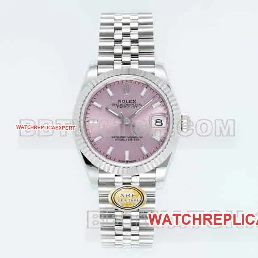 ARF FactoryRolex log top-tier 1:1high-quality powder plate stick hour markers 31mm five-grid chain link 278274front live photo