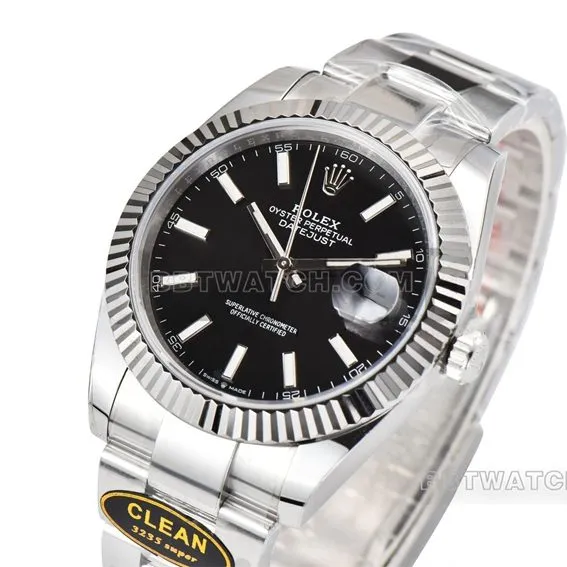 Factory C Rolex log top-tier 1:1high-quality replicablack dial41mm three-row link m126334-0017side live photo