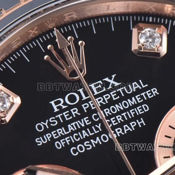 C Factory RolexDaytona1:1super clonerose gold black diamond plate m116515ln-0057front live photo