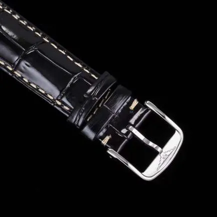 top-tier watch Longines classic retro series 1832 model white steel black bottom mechanical men's watch front view
