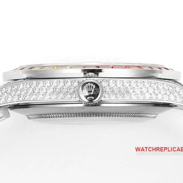 MS factory Rolex log 1:1top-tier replica2024 new full diamond plate Middle Eastern digital time scale front live photo
