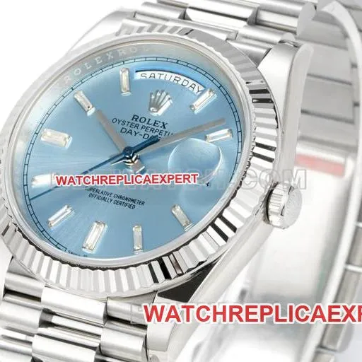 watch PPM factory Rolex Day-Date mechanical ice blue dialfront live photo
