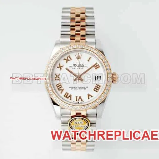 ARF FactoryRolex log 1:1super clonewhite dialdiamond bezel31mm gold five-lattice chain link278381braceletlive photos