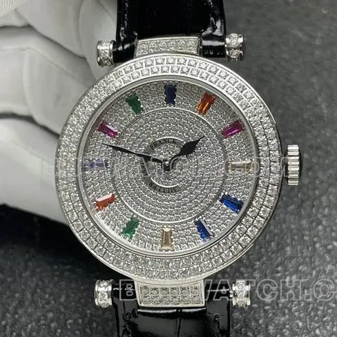 Frank Muller watch quartzABF factory diamond bezel black leather braceletfront live photo