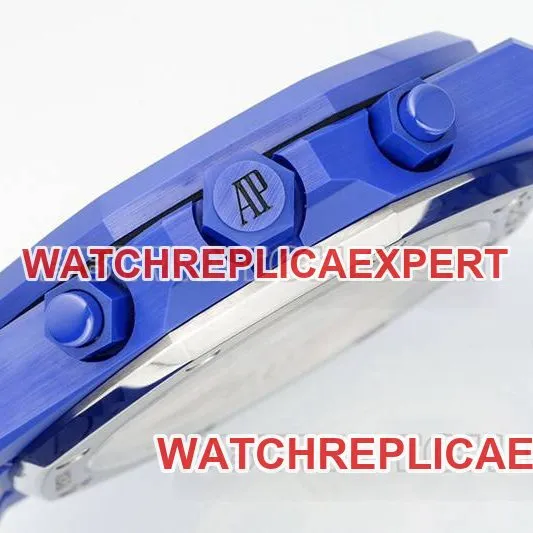 Audemars Piguet collectible watch APS factory Royal Oak silver white dial mechanical blue steel bracelet model 26240front live photo