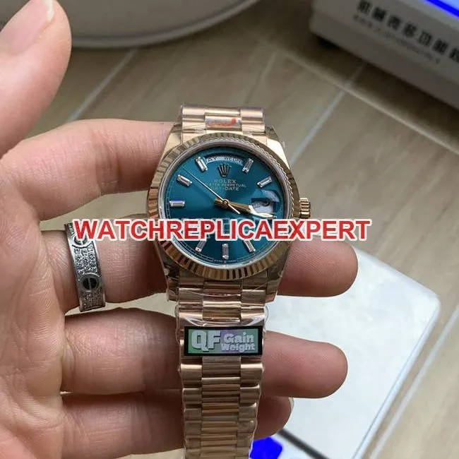 collectible watch QF factory Day-DateRolex ice blue dialrose gold2836 mechanical 36mmfront live photo