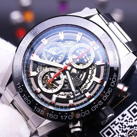 xf factory TAG Heuer hollow Carrera racing hollow watch steel bracelet front view