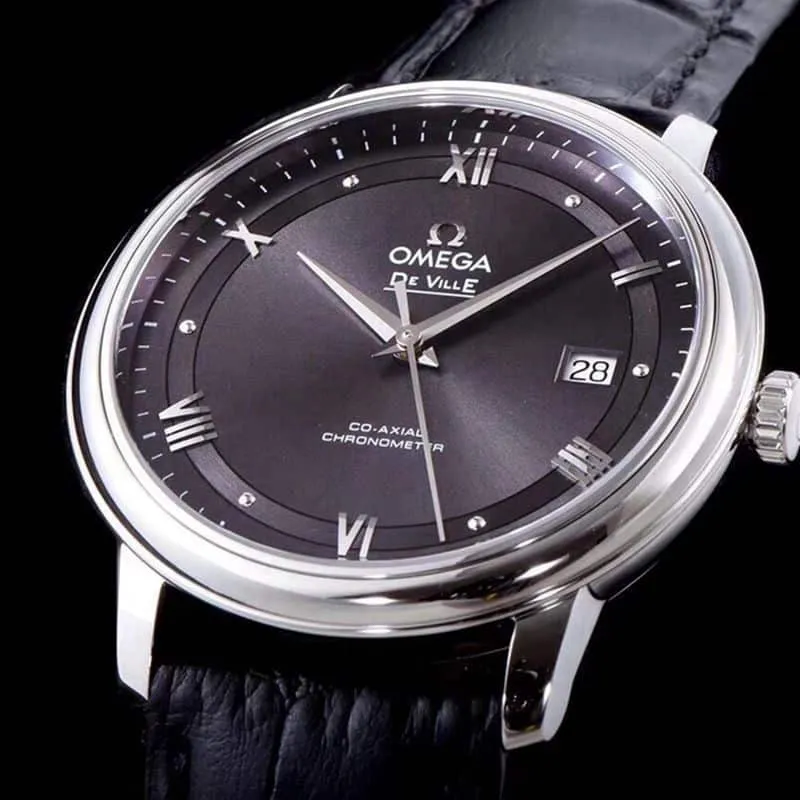 replicaOmega watch Defei Fu business series men's mechanical ultra-thin watch track Diefei black back cover picture