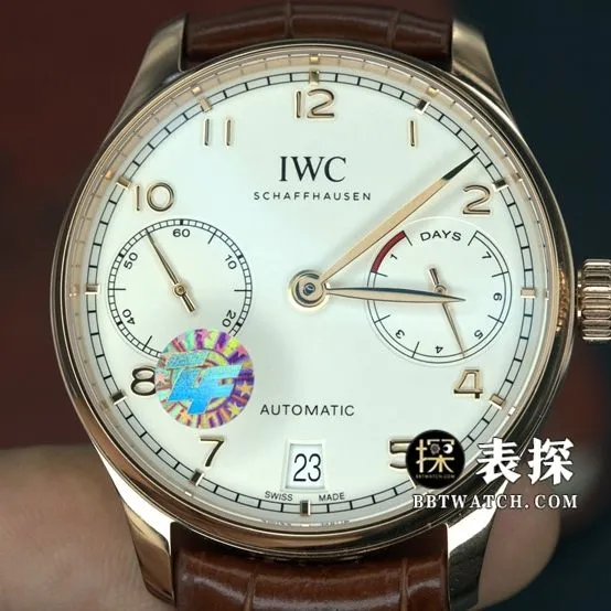 ZF FactoryIWC Portugal top-tier 1:1super watch men's rose gold white leather strap model pictures and prices front live photo