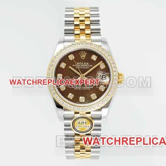 ARF FactoryRolex log top-tier 1:1super black mother-of-pearl disc diamond bezel31mm gold five-lattice chain link278383front live photo