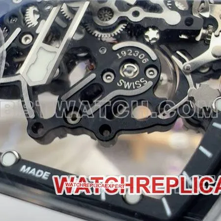 Richard Milletop-tier watch R factory hollow plate white rubber model RM05caseback live photo