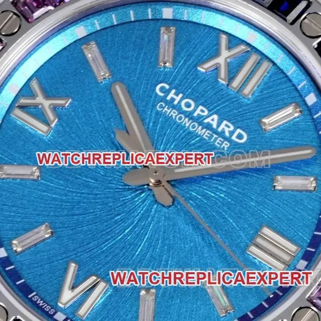 Chopard watch GH factory snow mountain proud wing 41mm blue dialsapphire crystaldiamond bezelsteel bracelet model front live photo