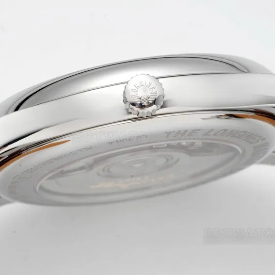 APS factory Longines watchmaking tradition super clonesilver dialmoon phaseleather strap model L2.909.4.78.3front live photo
