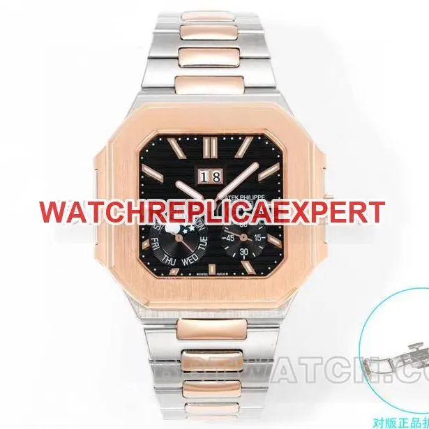 Patek Philippetop-tier watch 3k factory 45mm black blue dial240psmovement gold steel bracelet model 5822front live photo