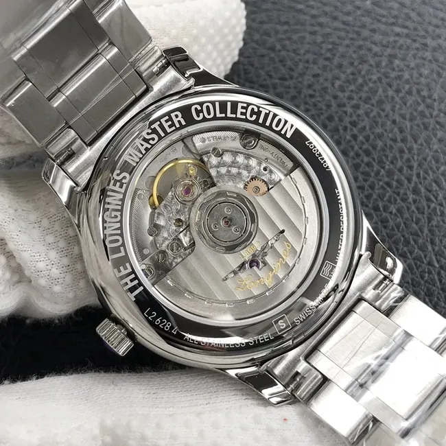 KL factory top-tier watch Longines men's white dialsteel bracelet famous series L2.628.4.78.6 automatic movement watch front view