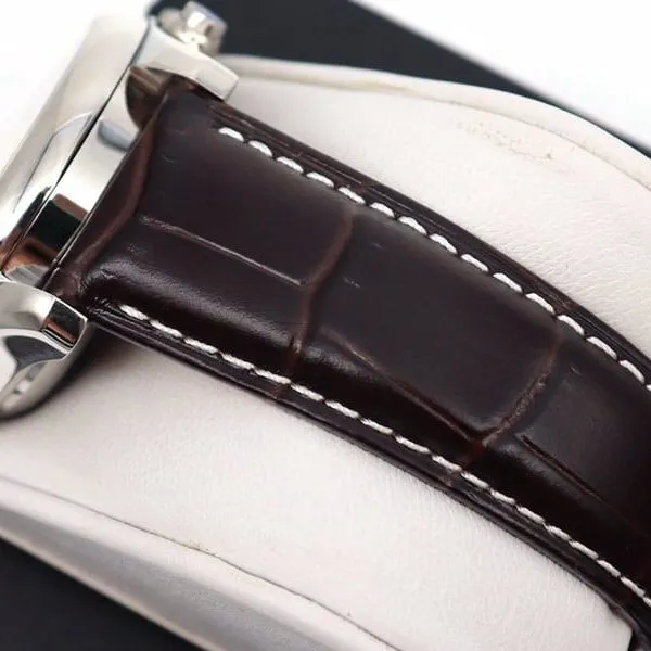 GL factory Longines high-quality watch famous eight-pin moon phase7751white dialleather strap front view