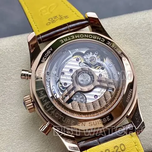 collectible watch BLS factory silver white dialBreitling aviation chronographrose gold diamond leather strap model front live photo
