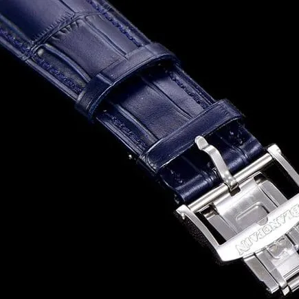 OM Factorytop-tier watch Blancpain automatic movement men's blue dial blue belt villeret classic leather strap watch front view