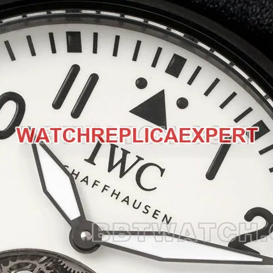 IWC's collectible watch RMS factory pilot white dial black shell tourbillon mechanical leather strap model front live photo
