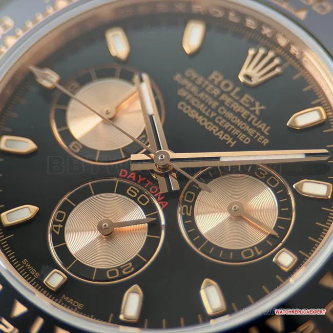 1:1replica watch DaytonaCBD factory Rolexrose gold case black dial4130front live photo