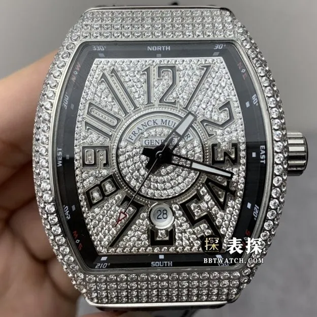 ABF ladies Frank Muller watch full diamond disc leather strap model back view