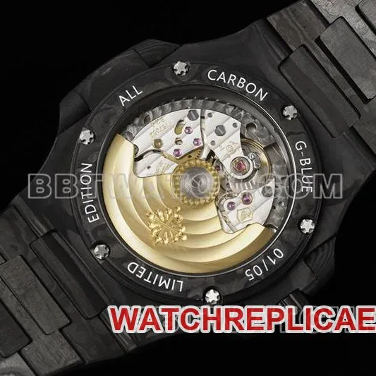 Patek Philippe watch DIW factory Nautilus blue black dial carbon fiber mechanical steel bracelet model 5711caseback live photo
