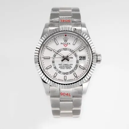 Top-tier replicaRolex men's white dialsteel bracelet Navigator series fully automatic movement watch front view