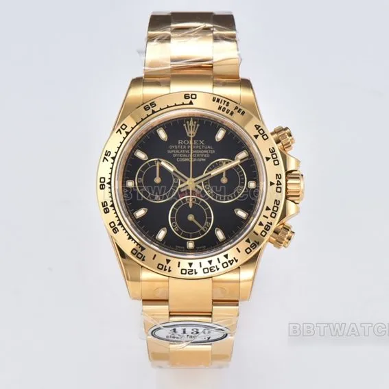 Factory C RolexDaytona1:1super cloneblack dialyellow goldsteel bracelet model m116508-0004side live photo