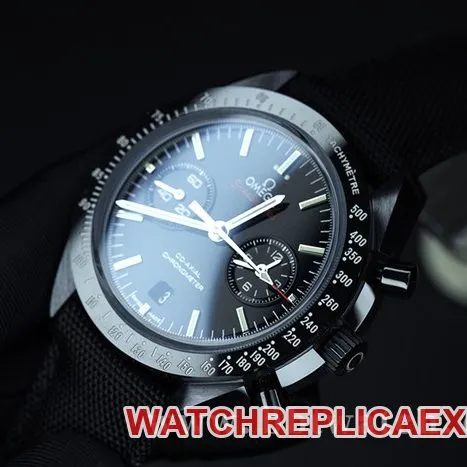 OM Factorytop-tier watch Omega Speedmaster series Dark Side of the Moon ceramic9300 men's black dial nylon strap mechanical watch front view