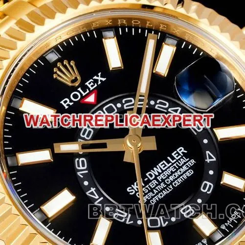AR+ factory 1:1replica watch pilot rolexblack dial mechanical yellow goldfront live photo