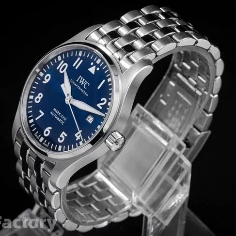 V7 factory IWC top-tiersuper watch men's blue dialsteel bracelet mark eighteen series automatic movement watch clasp picture