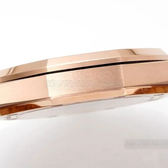 APS factory Audemars PiguetRoyal Oak1:1top-tier watch blue dialrose goldsteel bracelet model 15510OR.OO.1320OR.03front live photo