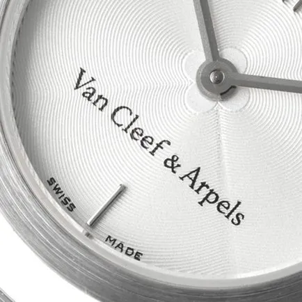 top-tier Van Cleef & Arpels women's white dial brown belt Charms Gold series quartzleather strap watch front view