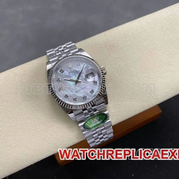 Rolex1:1replica watch ARF FactoryDatejust mother-of-pearl disc 36mm steel bracelet model side live photo