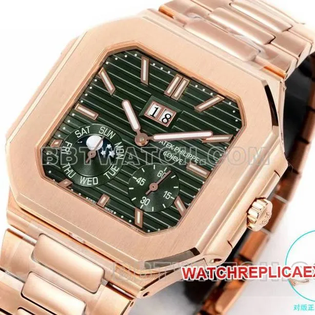 Patek Philippe watch 3k factory 45mm brown green white dial240psmovementrose goldsteel bracelet model 5822front live photo
