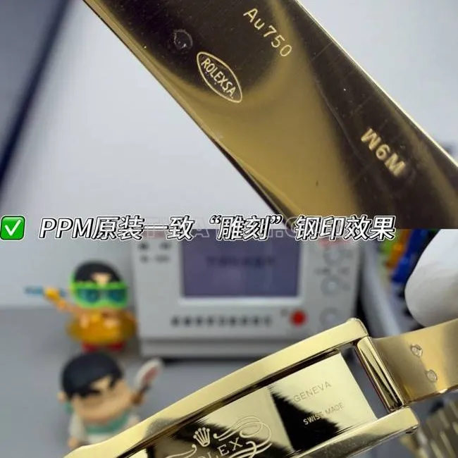 top-tier watch PPM factory RolexDay-Date mechanical black dialyellow gold weight live photos