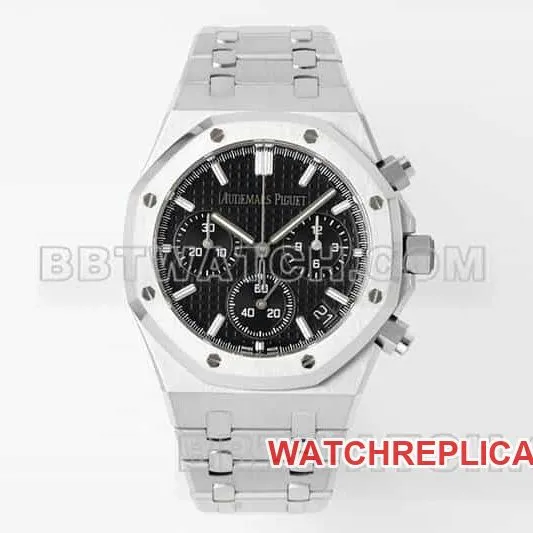 APS factory Audemars PiguetRoyal Oaksuper cloneblack dialchronograph26240front live photo