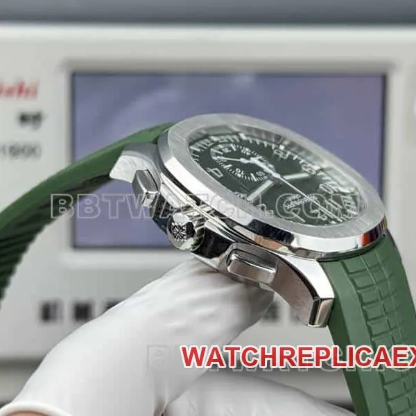collectible watch Patek PhilippeP1 factory grenade green dial mechanical green rubber model 5968front live photo