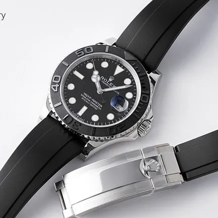 top-tier replicaRolex men's black dialrubber strap yacht-master series mechanical watch movement picture