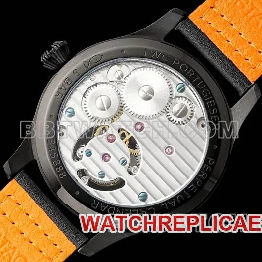 IWC's collectible watch RMS factory pilot white dial black shell tourbillon mechanical leather strap model front live photo