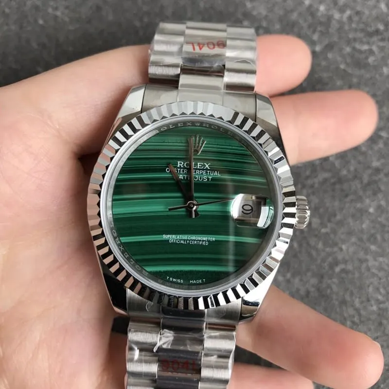 Rolex Datejust 36mm Malachite Green Dial Men's Mechanical Watch with Showcase Back